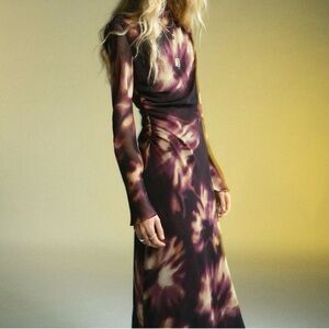 Mango TIE-DYE RUCHED DRESS
